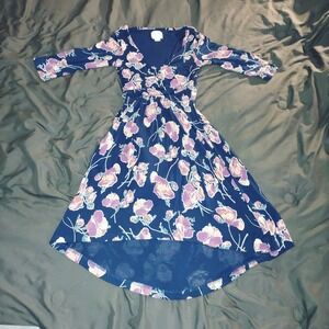 Maeve by‎ Anthropologie Womens SP Navy Floral Heppel Ruched High Low Dress